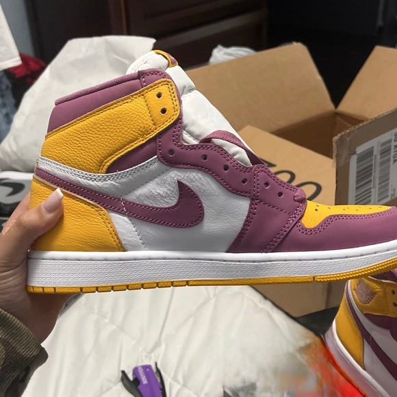 Nike Women's Vibrant Purple and Yellow Sneakers - Picture 3 of 9